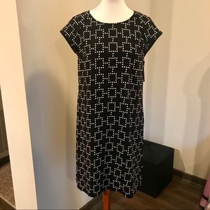 White Dot Print Shift Dress